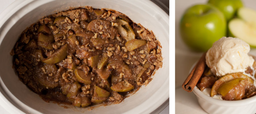 Crock Pot Luck Apple Crisp with Walnut Topping