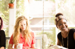 ladies visiting